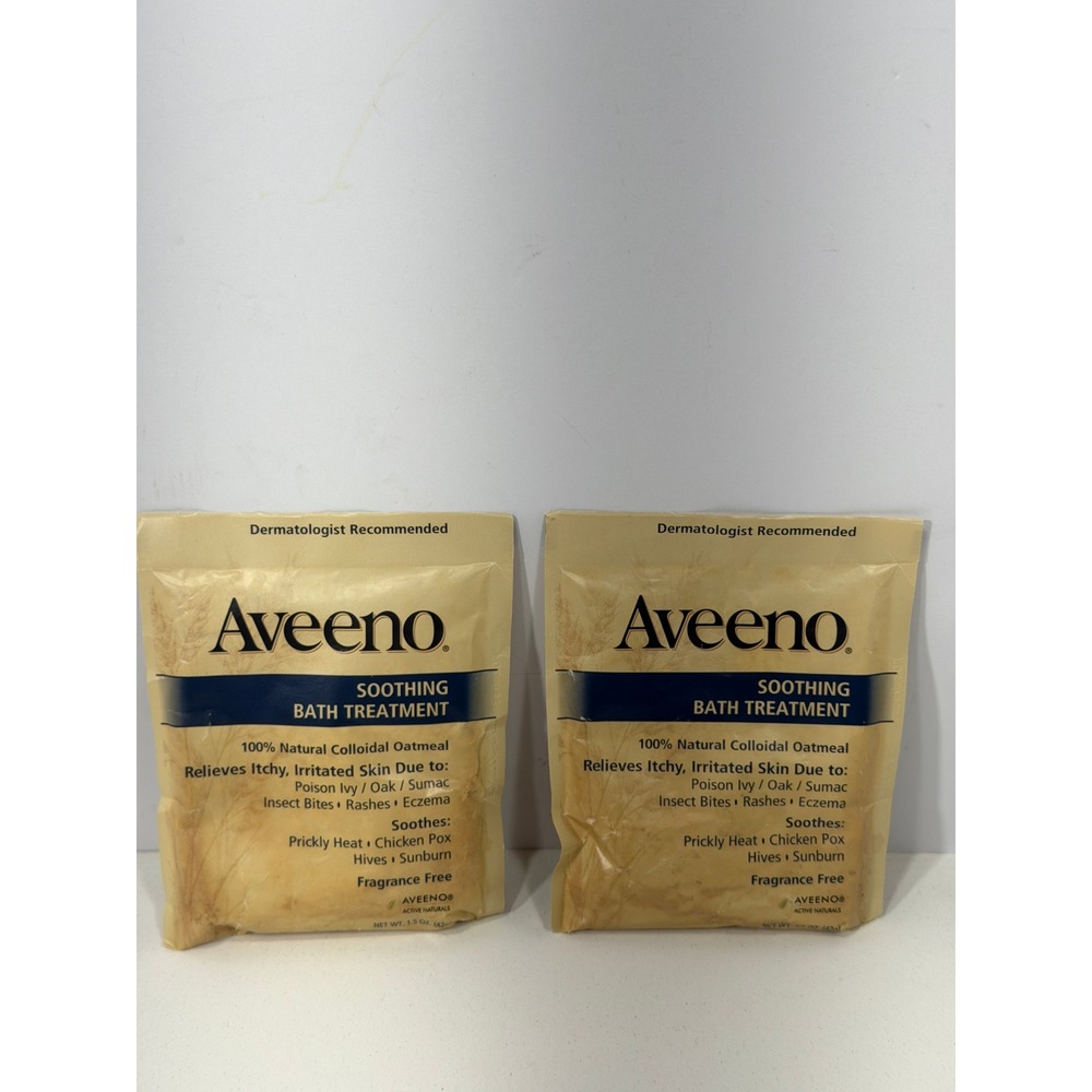 Aveeno Soothing Bath Treatment 100% Natural Colloidal Oatmeal 2 Packets 1.5oz ea